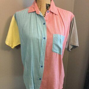 Multicolor Patchwork Button Down Shirt